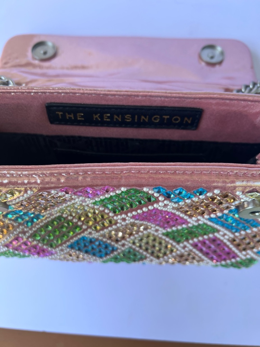Kurt Geiger London Kensington Embellished Rainbow Crystal Shoulder Bag - Picture 7 of 8